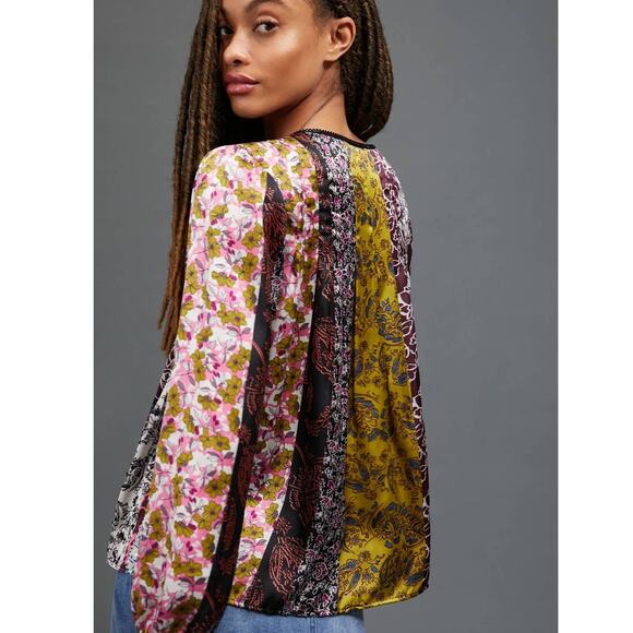 New Anthropologie x Daniel Rainn Corinne Peasant Blouse $158 PETITE SMALL Floral - Picture 2 of 6